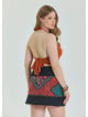 Snap Front Patchwork Wrap Black Plus Size Skirt 4689